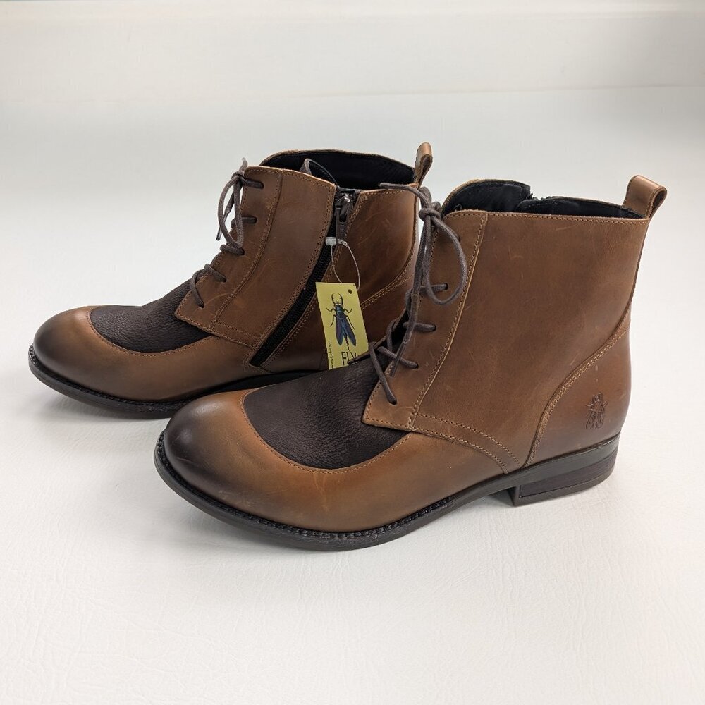 NWT Fly London Arty Ankle Boots Women's Size 11 - 11.5 Brown